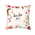 Christmas pillow cover with festive illustrations and Merry Christmas text on white background - Cream Festive Elements Illustration Style (DRD257-28)