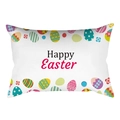 Funda de cojín blanca con huevos de Pascua coloridos y texto de Happy Easter - Huevos de Pascua Multicolores Blancos (DRD231-5) / 30x50