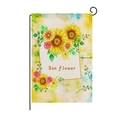 Linnen tuinvlag met zonnebloem- en rozenprint inclusief een metalen standaard - Weelderige Bloemen Zonnebloem Stijl (QZ002-11)