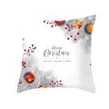 Detail of Christmas cushion cover with red ornaments and Merry Christmas typography - White Pine Red Gold Ball Greetings Style (DRD257-30)