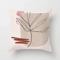 Nordic minimalist abstract pillow case with pink and brown botanical line art pattern - Standard Size Without Core / Abstract Botanical Lines Style (CRD29-31)