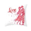Weißer quadratischer Kissenbezug zum Valentinstag mit Love-Text und Herz-Silhouette - 45x45 cm / Love Paar Kuss Silhouette (DRD316-30)