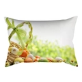 Funda de cojín de Pascua con estampado de huevos y margaritas en tela blanca - Cesta Huevos de Pascua Margaritas (DRD231-11) / 30x50