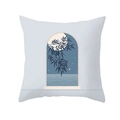 Dettaglio federa blu nordico con luna crescente e scena artistica di una finestra notturna - 45x45 cm / Cielo Stellato Notturno (DRD261-1)