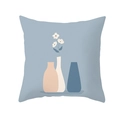 Dettaglio della federa blu nordica con motivo di vaso e design floreale moderno - 45x45 cm / Vaso Fiori Semplici (DRD261-2)