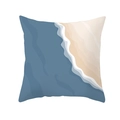 Detailed view of square pillowcase with abstract blue and cream ocean wave pattern - 18x18 Inch / Ocean Waves Beach (DRD261-5)