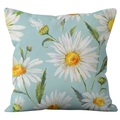 Mint blue cushion cover with watercolor daisy pattern in soft floral design - 45x45 Square (No Insert) / Light Blue Watercolor Daisy (DRD251-1)