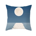 Detail of minimalist Nordic pillowcase featuring a landscape print and textured fabric - 18x18 Inch / Serene Seascape (DRD261-6)