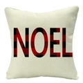 Christmas plaid NOEL linen pillowcase in beige for festive home sofa decoration - 45x45cm / Beige Red Black Plaid Noel (YMD53-19)