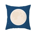 Detail of square cushion cover with blue starry night and yellow moon astronomical print - 18x18 Inch / Deep Blue Moon Night (DRD261-9)