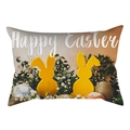 Funda de cojín de Pascua con siluetas de conejos amarillos y texto Happy Easter - Conejitos Amarillos Happy Easter (DRD231-18) / 30x50