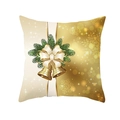 Detailed close-up of golden Christmas bells and snowflake patterns on soft pillow case - Drd263-3 / 18x18 Inch