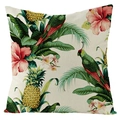 Fodera per cuscino impermeabile con motivi tropicali di pappagalli e foglie di palma - Stile Pappagallo Ananas Beige (FSYM01-2) / 45*45cm