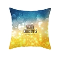 Dettaglio federa natalizia con sfumatura blu-oro, fiocchi di neve e testo festivo - 45x45cm / Stile Fiocco di Neve Gradiente Blu-Giallo (DRD263-8)