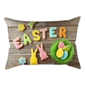 Funda de cojín lumbar de Pascua con letras de galletas sobre un fondo de madera retro - Textura de Madera Letras Easter (DRD231-23) / 30x50