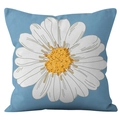Light blue square cushion cover featuring a large white daisy flower printed design - 45x45 Square (No Insert) / Light Blue Large Daisy (DRD251-8)