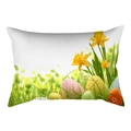 Funda de cojín de Pascua con huevos coloridos y narcisos sobre césped verde - Huevos de Pascua Narcisos (DRD231-24) / 30x50