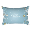 Detail view of light blue Christmas lumbar pillow cover with festive ornaments and pine branches - Light Blue Snowflake Style(DRD259-17)