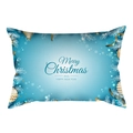 Macro detail of Christmas lumbar pillow cover featuring ice blue gradient and festive ornaments - Ice Blue Gradient Style(DRD259-18)