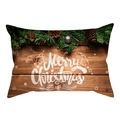 Close-up of lumbar pillowcase featuring wood texture and Merry Christmas pine cone print - Dark Wood Grain Wishes Style(DRD259-19)
