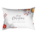 Close-up of lumbar pillowcase featuring festive pine needles, red berries, and Christmas ornaments - Drd259-21 / 30*50cm (Insert Not Included)