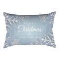 Detailed view of rectangular Christmas lumbar pillow cover with silver snowflake patterns - Grey White Snowflake Style(DRD259-22)