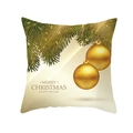 Dettaglio della fodera per cuscino natalizio con palline d'oro e rami di pino - 45x45cm / Stile Palla Fiocco di Neve Oro Pino Verde (DRD263-11)