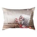 Weihnachtliches Lendenkissen mit Zuckerstangen und goldenen Bäumen auf weißem Grund - 30x50cm (Nur Bezug) / Grauer Deckestil(DRD259-7)