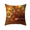 Dettaglio federa natalizia con decorazioni dorate e scritta Merry Christmas - 45x45cm / Stile Tre Palle Marrone Scuro Oro (DRD263-13)