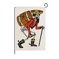 Halloween garden flag featuring a Mexican skull character on premium linen with metal pole - Sombrero Cape Skull Style (QZ005-3)