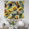 Tapisserie murale nordique avec peinture à l'huile de tournesol pour salon - 95X73 Tissu Brossé / Motif Peinture à l'Huile Tournesol (GT36-2)