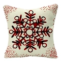 Square linen Christmas pillow case with red buffalo plaid snowflake and dots - 45x45cm / Beige Red Black Plaid Big Snow (YMD53-30)