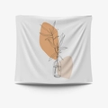 Minimalist Morandi tapestry with abstract botanical line art and geometric shapes - Brushed Fabric-95X73 / Plant in Bottle Lines (GT34-3)