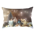 Weihnachts-Lendenkissenbezug mit festlichem Baum und Kerzendruck für das Sofa - 30x50cm (Nur Bezug) / Warmlicht Kerzenstil(DRD259-9)