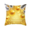 Dettaglio della federa natalizia dorata con ornamenti e testo Merry Christmas - 45x45cm / Stile Palla Decorativa Oro Ago di Pino (DRD263-17)