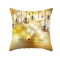 Dettaglio della fodera per cuscino natalizia dorata con punti luce bokeh e testo - 45x45cm / Stile Palla di Natale Appesa Oro Caldo (DRD263-18)