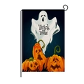 Halloween garden flag with Trick or Treat ghost and orange pumpkins on black metal stand - 30*45cm / Ghost and Pumpkins Style (QZ005-5)