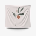 Morandi abstract tapestry with botanical leaves and geometric prints in earthy tones - Brushed Fabric-95X73 / Abstract Leaves and Circles (GT34-5)