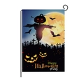 Σημαία κήπου Halloween με σχέδιο σκιάχτρου κολοκύθας και μεταλλική βάση στήριξης - Στυλ Σκιάχτρο Κολοκύθα (QZ004-2)