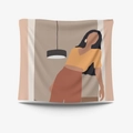Morandi minimalist abstract wall tapestry featuring a modern faceless female design - Brushed Fabric-95X73 / Abstract Woman in Yellow (GT34-6)