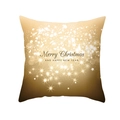 Dettaglio del copricuscino natalizio oro con fiocchi di neve e scritta di auguri - 45x45cm / Stile Stella Fiocco di Neve Gradiente Oro-Marrone (DRD263-21)