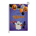 Σημαία κήπου Halloween με μωβ σπιράλ φόντο και πορτοκαλί μπαλόνια κολοκύθας - Στυλ Μωβ Σπιράλ Καρτούν (QZ004-4)