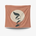 Morandi minimalist abstract wall tapestry featuring terracotta circles and gray leaves - Brushed Fabric-95X73 / Red Abstract Circle and Leaf (GT34-8)