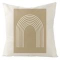 Minimalist Nordic geometric linen pillowcase with abstract rainbow art on cream fabric - Rainbow Geometric Line Style (YMD72-12)