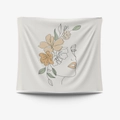 Minimalist Morandi wall tapestry featuring black line art portrait and floral design - Brushed Fabric-95X73 / Side Profile Lines and Flower (GT34-10)