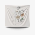 Morandi abstract tapestry with minimalist female line art and floral pattern design - Brushed Fabric-95X73 / Color Block Line Portrait (GT34-12)