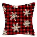 Christmas buffalo plaid pillow case with red black checks and white snowflakes - 45x45cm / Red Black Plaid All-over Snow (YMD53-38)