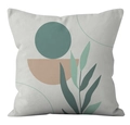 Detail of modern geometric abstract pillow cover with minimalist leaf and circle patterns - Abstract Art Geometric Style (CRD34-7)