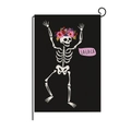 Halloween garden flag with a dancing skeleton wearing a flower crown and L-shaped stand - 30*45cm / Dancing Skeleton Style (QZ005-17)