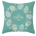 Housse de coussin Pâques vert menthe avec œufs décoratifs et lettrage centralisé - 45x45 cm / Style Lettre Œufs Circulaires Vert (DRD372-8)